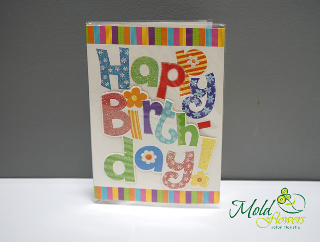 Birthday Card with Envelope, "Happy Birthday" Design, 24 photo